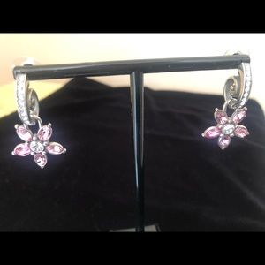 Brighton pink rhinestone flower earrings